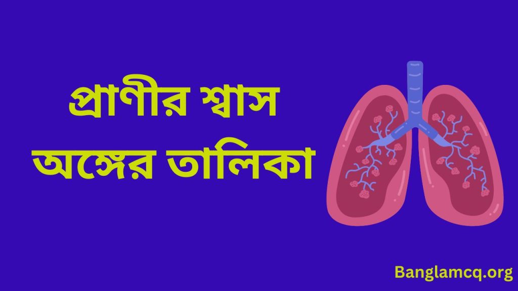 List of Respiratory Organs of Animals in Bengali